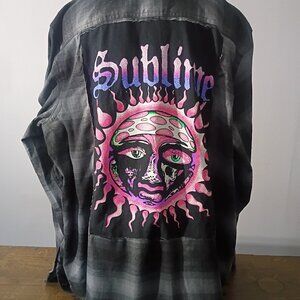 Men's Plaid Long-Sleeve Shirt - Black and Gray